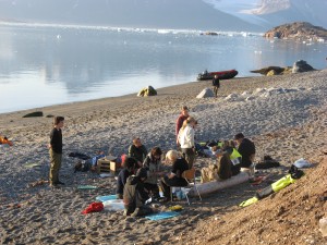 working on the beach