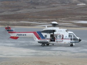 DE helikopter van Sysselmannen.